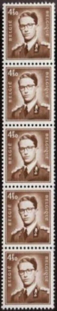 King Baudouin (1930-1993); coil strip of 5, with number
