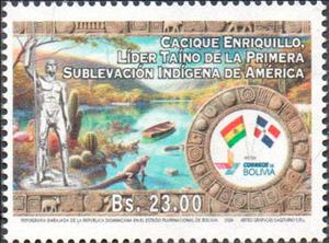 Stamp, Friendship with Dominican Republic : Cacique Enriquillo, Bolivia,  , Flags, Independency Activists, Tribal Chiefs and Caciques