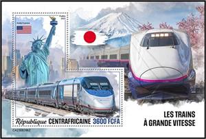 Souvenir Sheet, Acela Express, Central African Republic,  , Railways