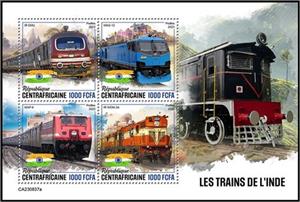 Mini Sheet, Indian Trains, Central African Republic,  , Railways