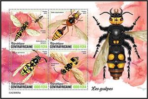 Mini Sheet, Wasps, Central African Republic,  , Insects