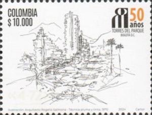 Stamp, Torres del Parque Residential Complex, Bogotá, 50 Years, Colombia,  , Architecture