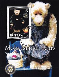 Souvenir Sheet, Mole Island Bears, Eritrea,  , Teddy Bears, Toys