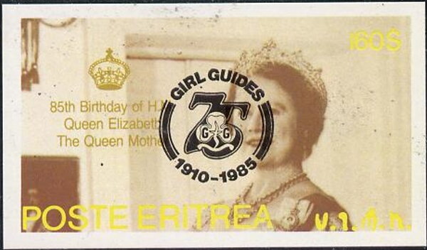 Queen Elizabeth 85th Birthday with Girl Guides Ovpt Black
