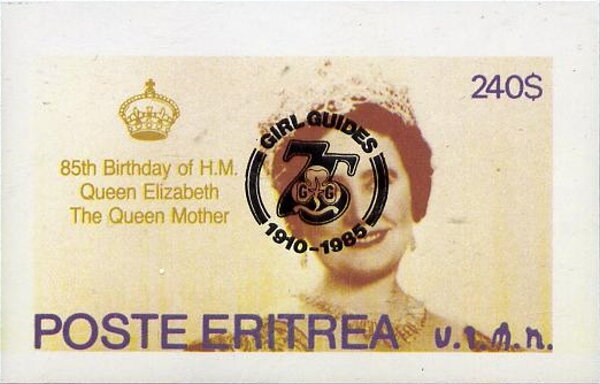 Queen Elizabeth 85th Birthday with Girl Guides Ovpt Black