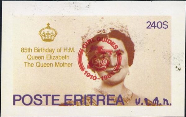 Queen Elizabeth 85th Birthday with Girl Guides Ovpt Red