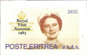 Souvenir Sheet, Queen Elizabeth 85th Birthday with Royal Visit Overprint, Eritrea,  , Famous People, Queens, Royalty, Special Occasions