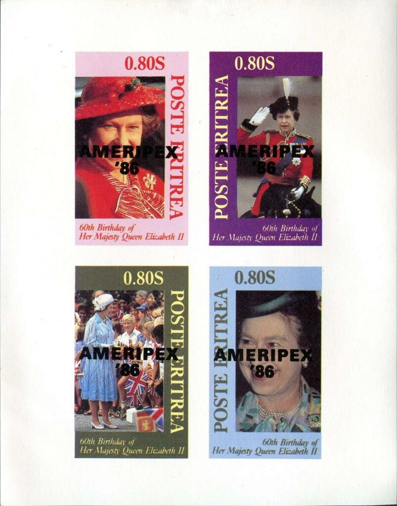 Queen Elizabeth II 60th Birthday Ovpt. AMERIPEX Black