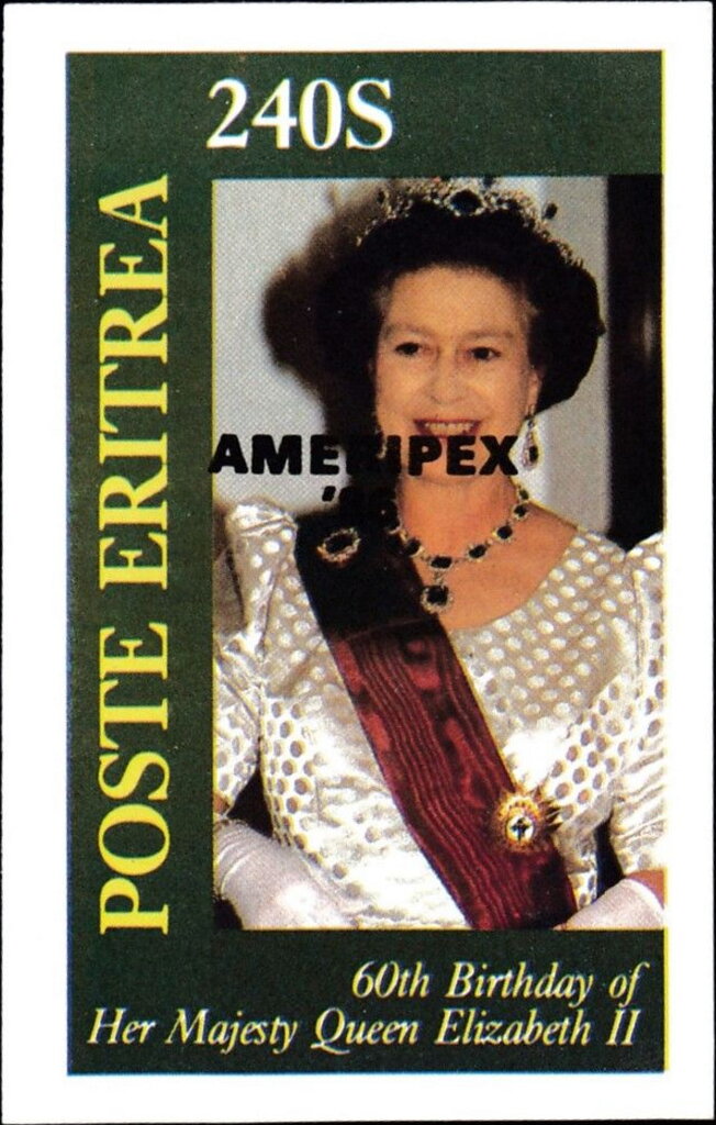 Queen Elizabeth II 60th Birthday Ovpt. AMERIPEX Black