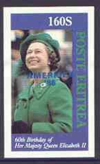 Queen Elizabeth II 60th Birthday Ovpt. AMERIPEX Blue