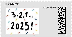 Stamp, 3 2 1 ... 2025, France,  , Greetings, New Year