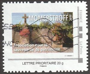 Stamp, Momerstroff Heritage Protection Association, France,  , City Walls, Crosses, Walls