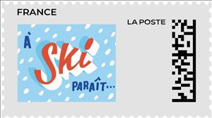 Stamp, On Skis / A Ski Parait, France,  , Christmas, Greetings, Skiing