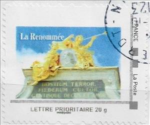 Stamp, Renommee de Bartholemy Guibal, On top of Here Gate, Nancy, France,  , Statues