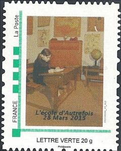 Stamp, School of yesteryear, Ecole d'autrefois, France,  , Art, Children, Paintings, Schools