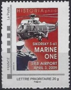 Stamp, Sikorsky 5-61 Marine One SXB Airport, France,  , Aviation, Helicopters, Navies