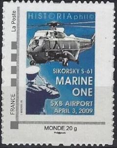 Stamp, Sikorsky 5-61 Marine One SXB Airport, France,  , Aviation, Helicopters, Navies