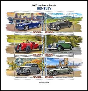 Mini Sheet, 105th Anniversary of Bentley Cars, Guinea,  , Anniversaries and Jubilees, Automobile Industry