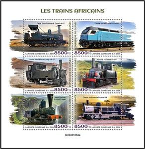 Mini Sheet, African Trains, Guinea,  , Locomotives, Railways
