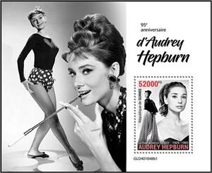 Souvenir Sheet, Audrey Hepburn (1929–1993), Guinea,  , Actors, Anniversaries and Jubilees