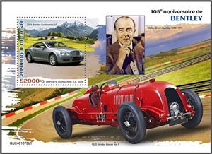 Souvenir Sheet, Bentley Continental GT (2004), Guinea,  , Anniversaries and Jubilees, Automobile Industry