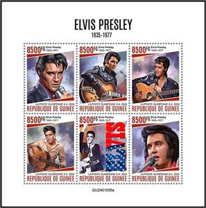 Mini Sheet, Elvis Presley (1935–1977), Guinea,  , Actors, Elvis Presley, Entertainers, Famous People, Music, Singers