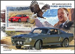 Souvenir Sheet, Ford Mustang SVT Cobra, Guinea,  , Anniversaries and Jubilees, Automobile Industry