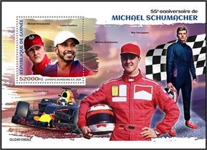 Souvenir Sheet, Michael Schumacher and Lewis Hamilton, Guinea,  , Anniversaries and Jubilees, Racing Drivers