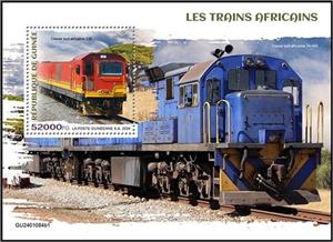 Souvenir Sheet, South African Class 23E, Guinea,  , Locomotives, Railways