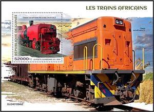 Souvenir Sheet, South African Class NG G16A 2-6-2+2-6-2, Guinea,  , Locomotives, Railways