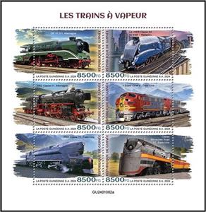 Mini Sheet, Steam Locomotives, Guinea,  , Locomotives, Railways