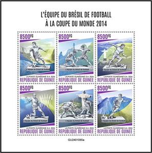 Mini Sheet, The Brazilian Football Team at the 2014 FIFA World Cup, Guinea,  , Football (Soccer), Sports