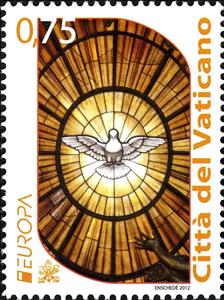 Stamp, Glass with Dove, Vatican City,  , C.E.P.T., Europe