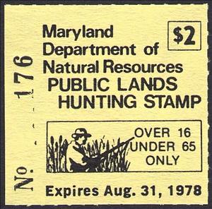 Stamp, Public Lands Hunting Stamp, Maryland (MD),  , Hunting, Weapons