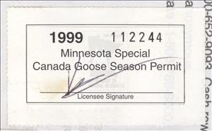 Stamp, Department of Natural Resources insignia, Minnesota (MN),  , Geese, Hunting