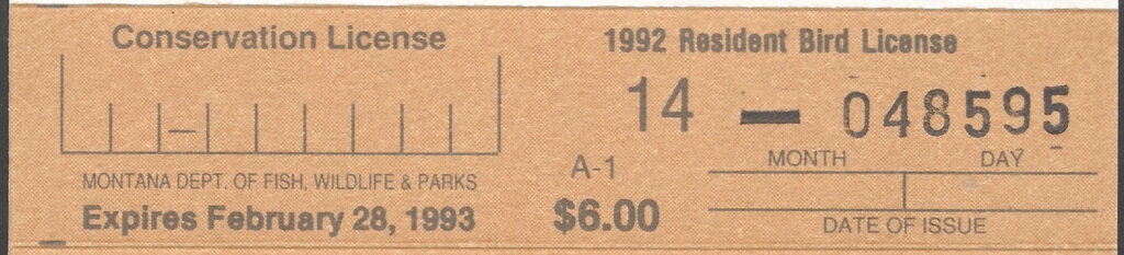 Stamp, Resident Bird License, Montana (MT),  , Hunting