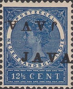 Stamp, Queen Wilhelmina (Overprinted `Java`), Netherlands East Indies,  , Butterflies and Moths, Crowns and Coronets, Famous People, Heads of State, Queens, Royalty, Women