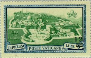 Stamp, Overprint new values, Vatican City,  , Buildings