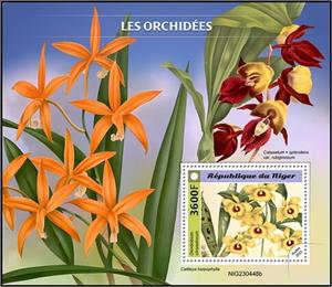 Souvenir Sheet, Dendrobium chrysotoxum, Niger,  , Orchids, Plants (Flora)