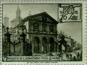 Stamp, St. Sebastian, Vatican City,  , Buildings, Churches - Cathedrals - Basilicas - Chapels
