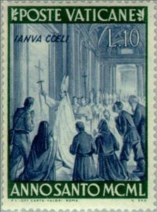 Stamp, Pius XII opened the Holy Door, Vatican City,  , Special Occasions, Holy Year, Popes, Buildings, Churches - Cathedrals - Basilicas - Chapels
