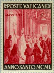 Stamp, Pius XII opened the Holy Door, Vatican City,  , Special Occasions, Holy Year, Popes, Buildings, Churches - Cathedrals - Basilicas - Chapels