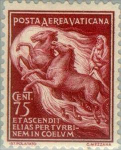 Stamp, Chariot of fire and Elijah, Vatican City,  , Biblical Accounts