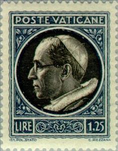 Stamp, Effigy of Pius XII turn left, Vatican City,  , Popes