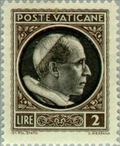 Stamp, Effigy of Pius XII turn right, Vatican City,  , Popes