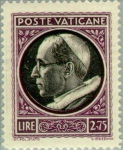 Stamp, Effigy of Pius XII turn left, Vatican City,  , Popes