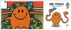 Stamp with Attached Label, Mr. Tickle, United Kingdom of Great Britain & Northern Ireland,  , Books, Cartoons, Comics, Drawings, Literature