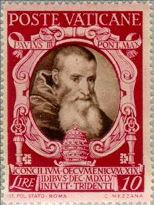Stamp, Pope Paul III, Vatican City,  , Famous People, Commemoration, Popes