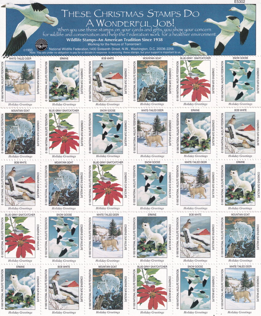 National Wildlife Federation Christmas stamps 1993