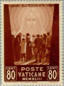 Stamp, Crowd of people facing the Redeemer, Vatican City,  , Second World War, Special Occasions